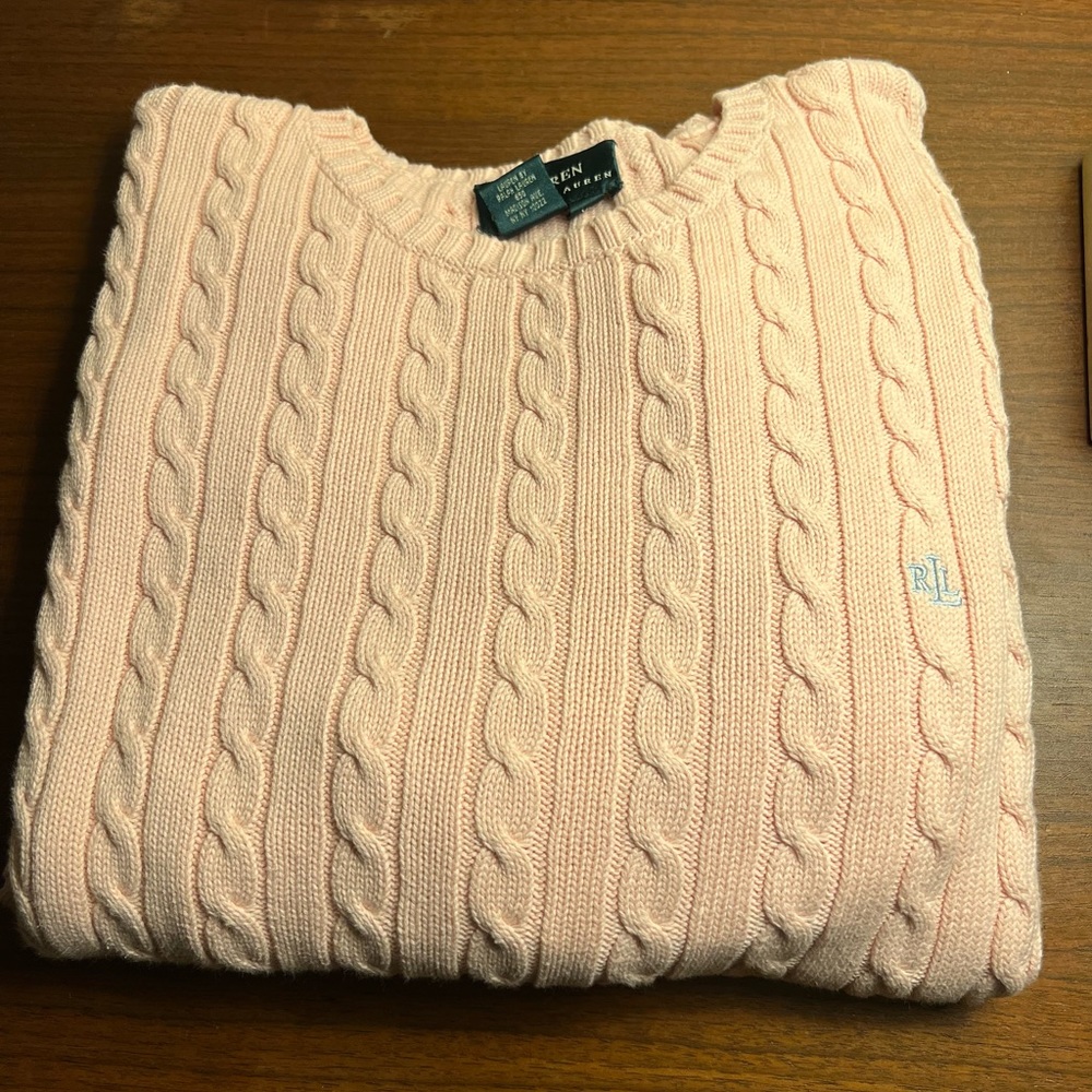 Ralph Lauren Cotton Cable Sweater Light Pink